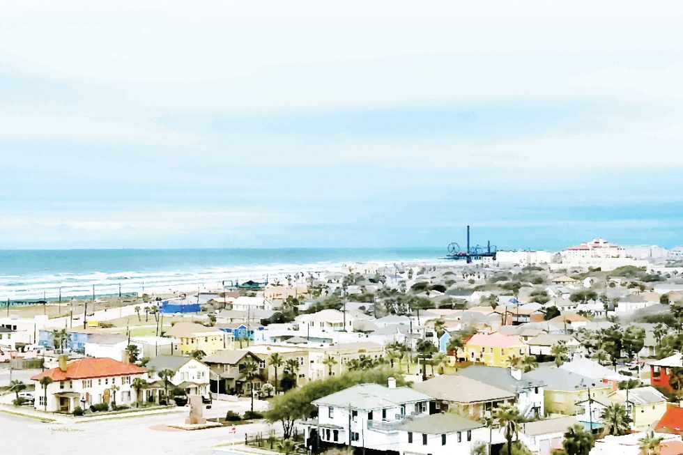 Captivating digital artwork by Jan M. Stephenson capturing the vibrant essence of the Galveston coast from a west-facing perspective. The colorful city harmonizes with the stunning coastline, showcasing iconic landmarks such as the Pleasure Pier and the historic Hotel Galvez. Immerse yourself in the charm and beauty of Galveston's coastal allure through this captivating piece. Click to purchase prints.