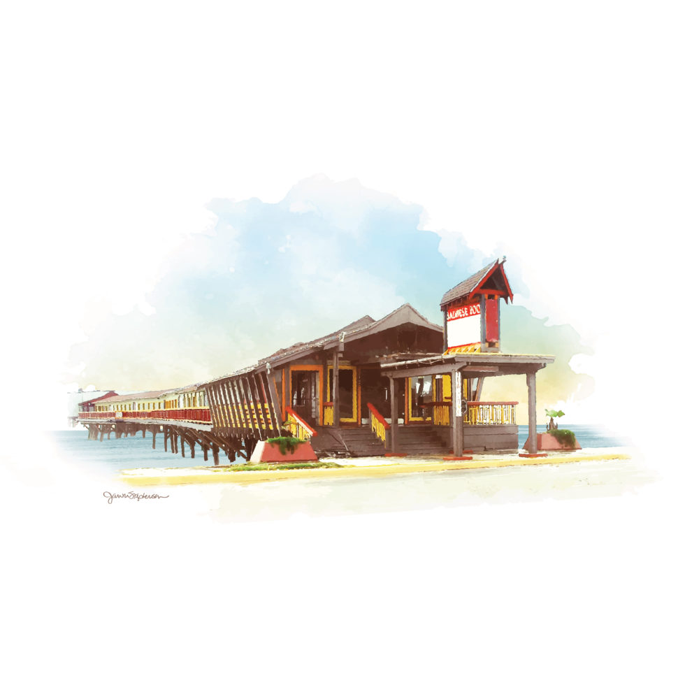 Digital art of The Balinese Room captures the essence of this cherished landmark with a vibrant history on Galveston Island, Texas. Created by artist Jan M. Stephenson, it pays homage to the iconic nightclub tragically lost to the ravages of Hurricane Ike in 2008. Immerse yourself in the rich cultural tapestry and nostalgic allure of this beloved structure. Click to purchase.